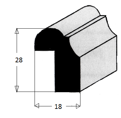 Zasklívací lišta s polodrážkou - smrk