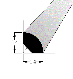 Rohová lišta čtvrtkruhový profil - nastavovaná borovice / smrk