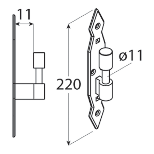 Držák čepu černý CA11, 11x220x4mm (8004)